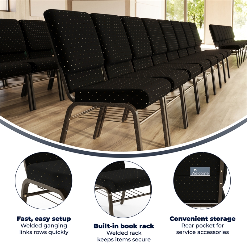 Flash Furniture Hercules Church Stacking Guest Chair in Black