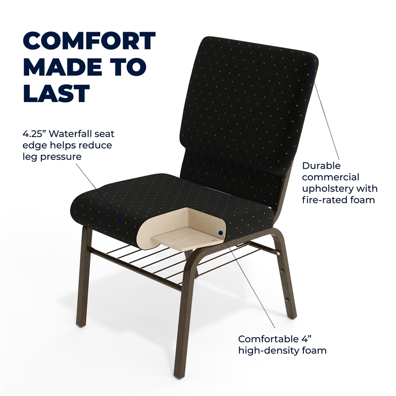 Flash Furniture Hercules Church Stacking Guest Chair in Black