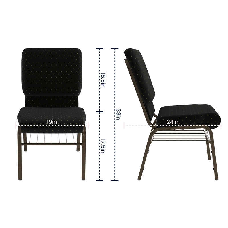 Flash Furniture Hercules Church Stacking Guest Chair in Black
