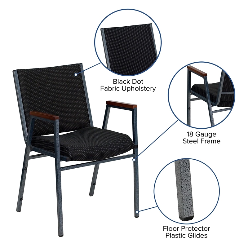 Flash Furniture Hercules Upholstered Stacking Chair in Black