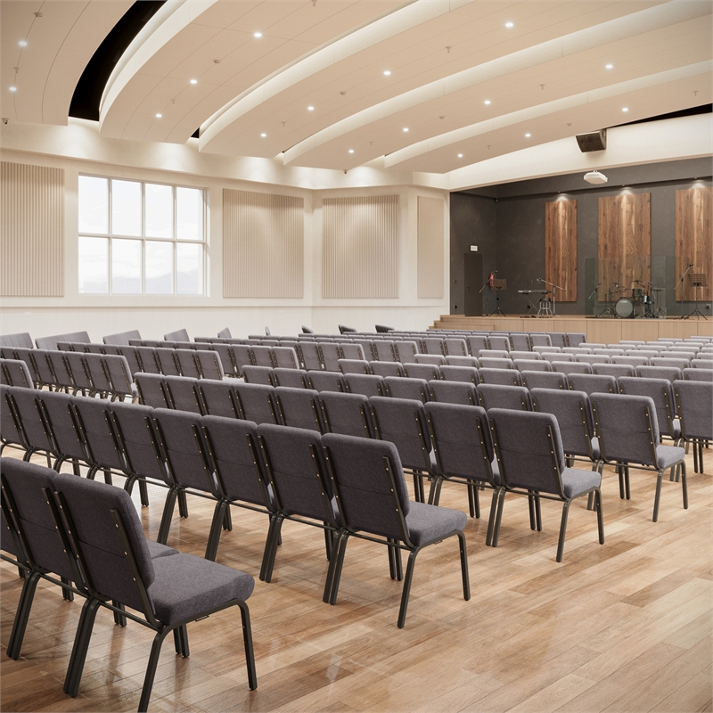 Flash Furniture Hercules Church Stacking Guest Chair in Gray