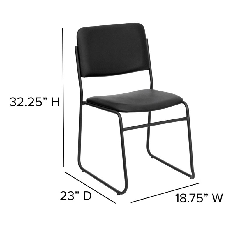 Flash Furniture Hercules Faux Leather Sled Base Stacking Chair in Black