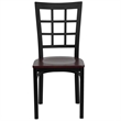 Flash Furniture Hercules Black Window Back Dining Chair in Mahogany