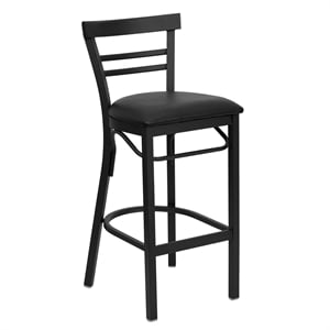 Flash Furniture Hercules 31&quot Ladder Back Metal Bar Stool in Black