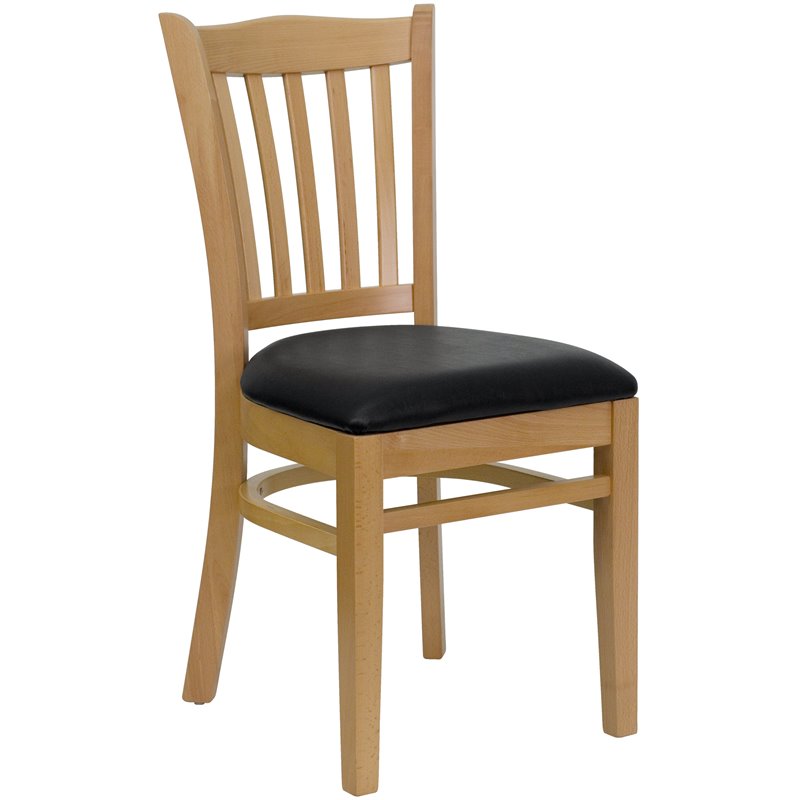 Flash Furniture Hercules Vertical Slat Back Dining Chair in Black