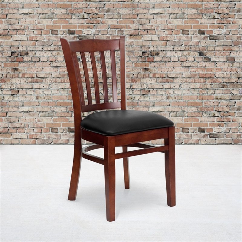 Flash Furniture Hercules Vertical Slat Back Dining Chair in Mahogany