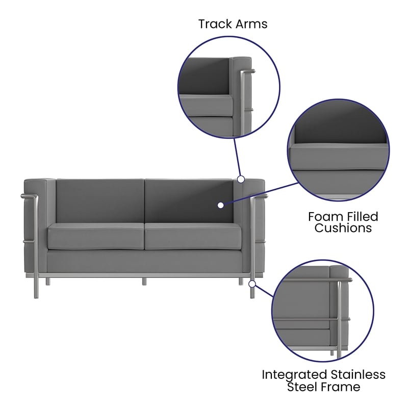 Flash Furniture Hercules Regal Leather Love Seat in Black