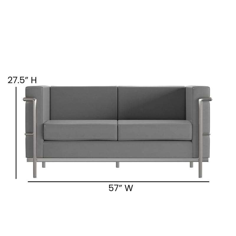 Flash Furniture Hercules Regal Leather Love Seat in Black