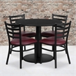 Flash Furniture 36Rd Laminate Table Set In Black Top Burgundy Vinyl Seat