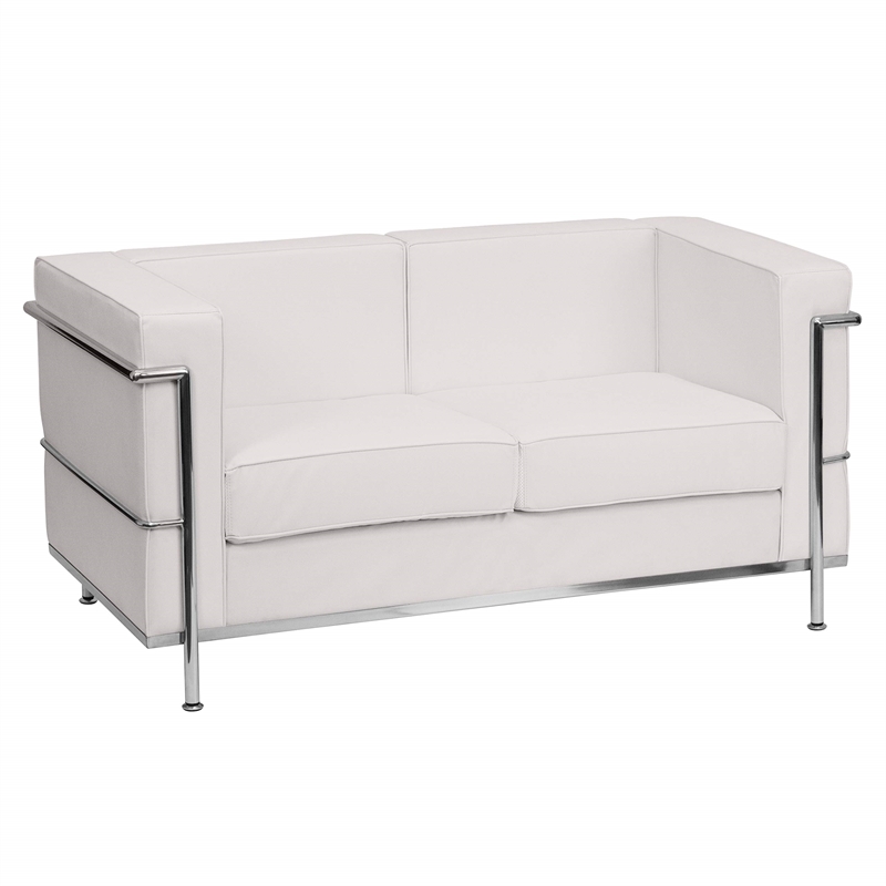 Flash Furniture Hercules Regal Leather Love Seat in White