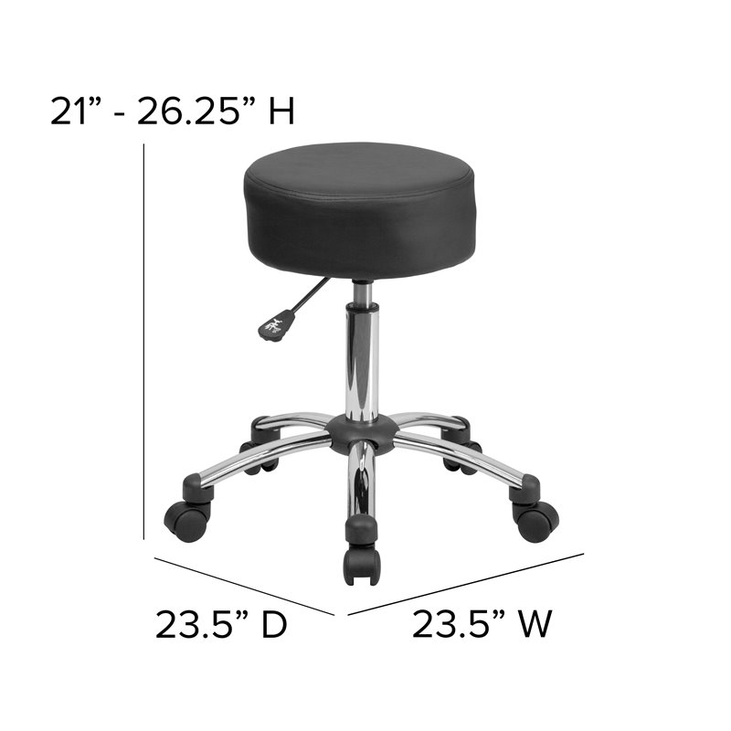 Flash Furniture Medical Ergonomic Stool Black and Chrome
