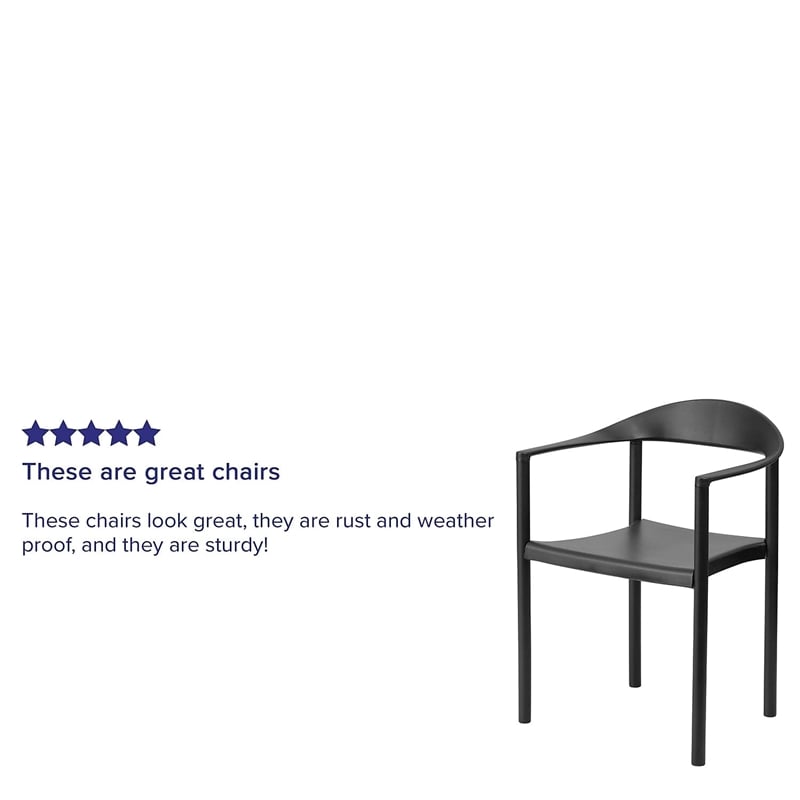 Flash Furniture Hercules Plastic Cafe Stacking Chair in Black