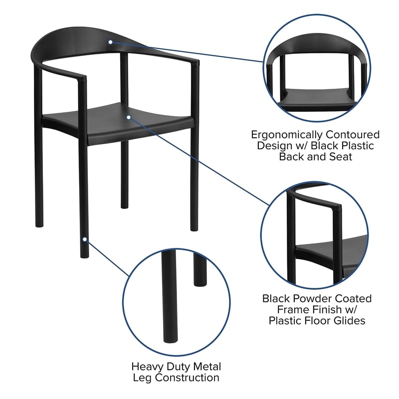 Flash Furniture Hercules Plastic Cafe Stacking Chair in Black