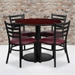 Flash Furniture 36Rd Laminate Table Set In Mahogany Top Burgundy Vinyl Seat