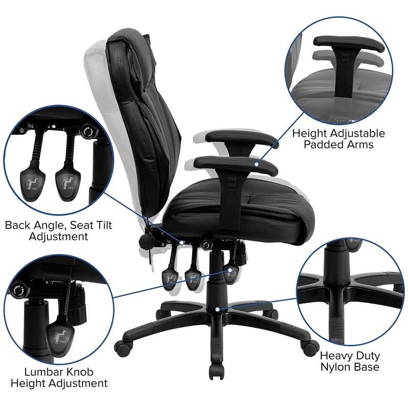 Flash Furniture High Back Faux Leather Executive Office Chair in Black