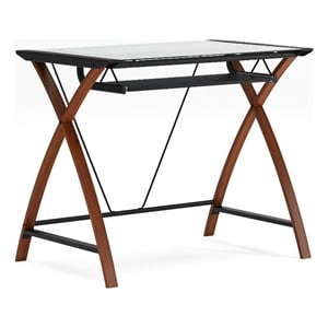 Flash Furniture Glass Keyboard Computer Desk In Clear Cherry