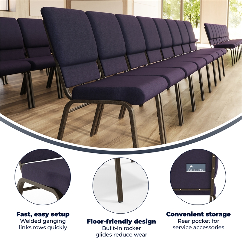 Flash Furniture Hercules Church Stacking Chair in Royal Purple
