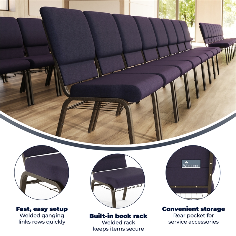 Flash Furniture Hercules Church Guest Chair in Royal Purple