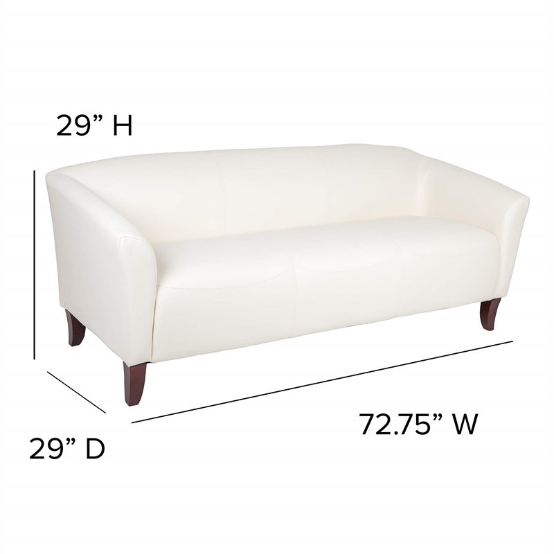 Flash Furniture Hercules Imperial Leather Sofa in Ivory and Cherry
