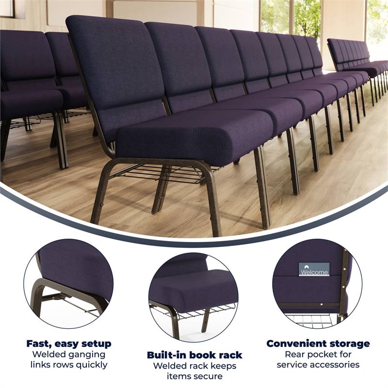 Flash Furniture Hercules Church Guest Chair in Royal Purple