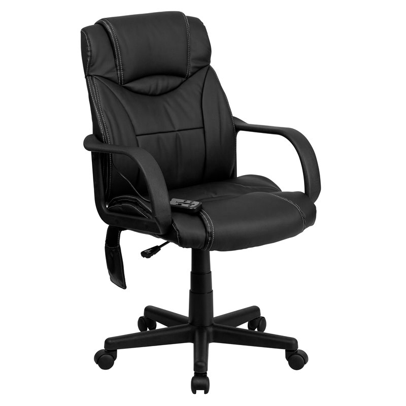 Flash Furniture Massaging Leather Executive Office Chair in Black