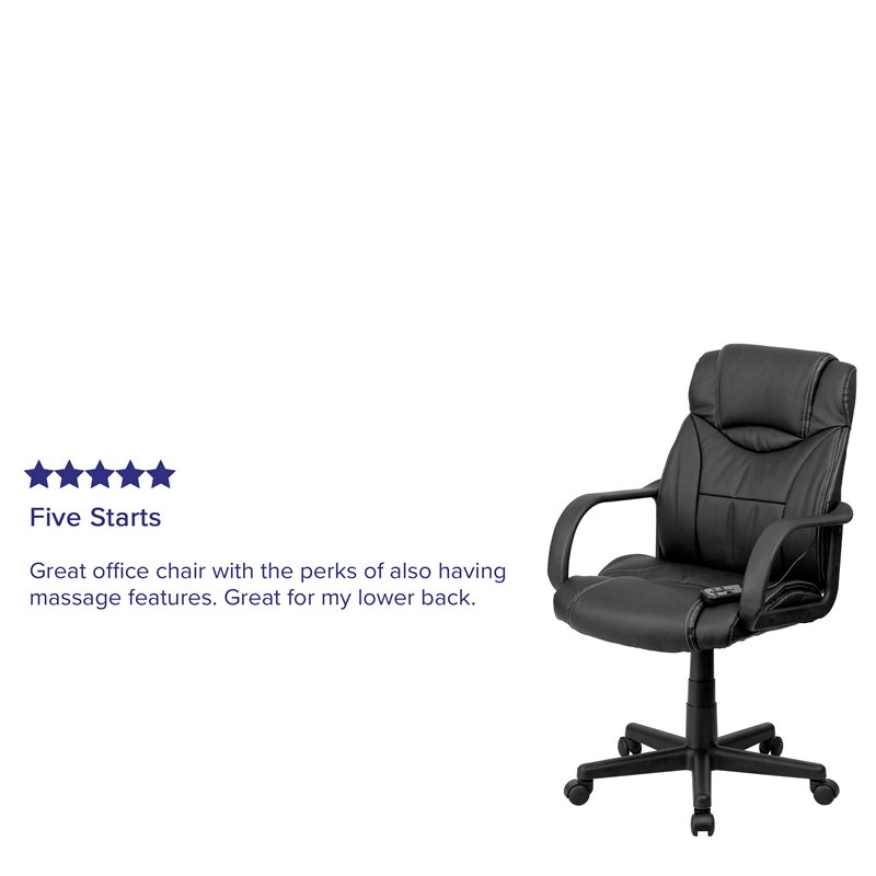 Flash Furniture Massaging Leather Executive Office Chair in Black