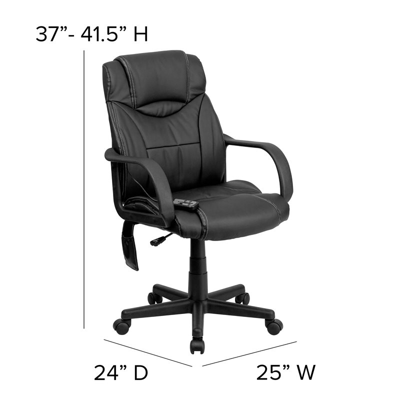 Flash Furniture Massaging Leather Executive Office Chair in Black