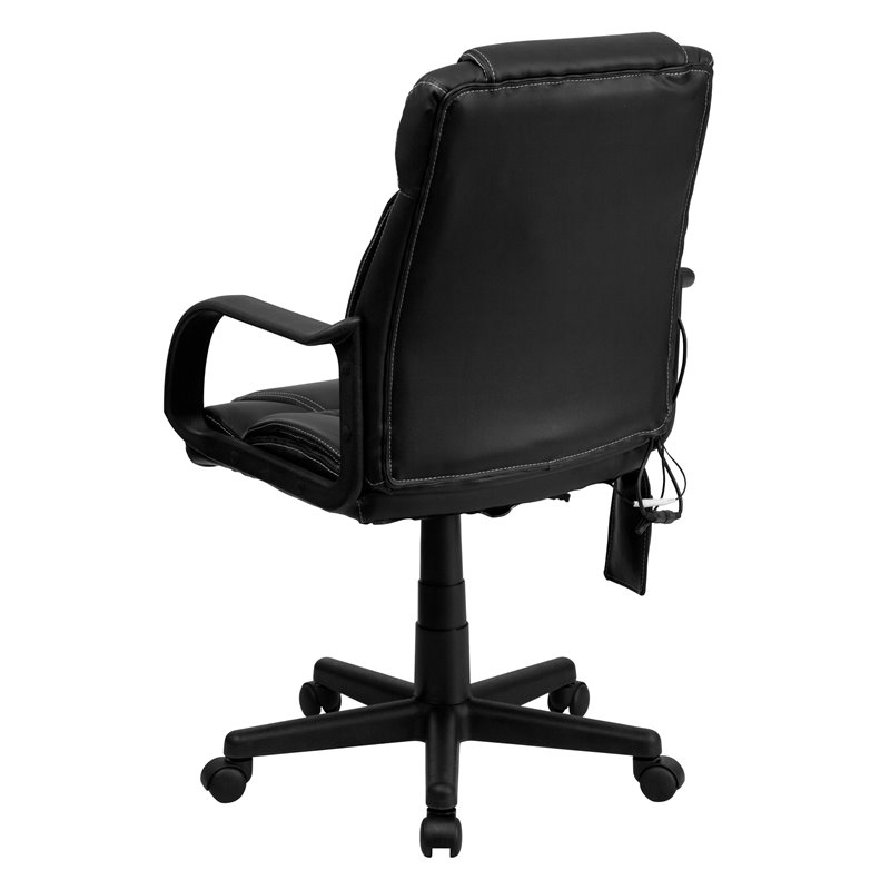 Flash Furniture Massaging Leather Executive Office Chair in Black