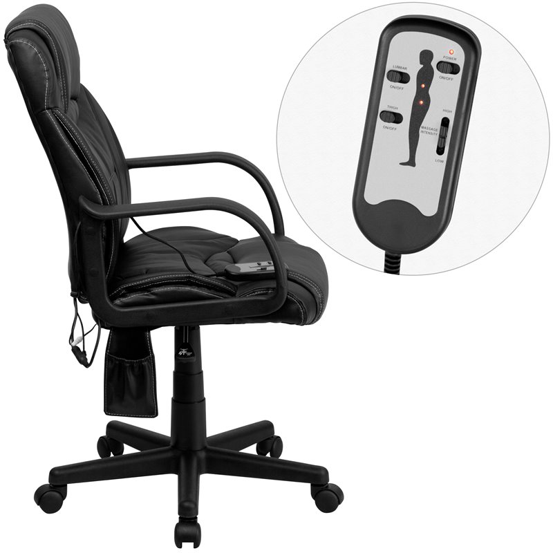 Flash Furniture Massaging Leather Executive Office Chair in Black