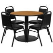 Flash Furniture 36Rd Laminate Table Set-Bnqt In Natural Top Black Vinyl Seat