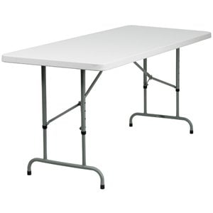 Flash Furniture 72&quot x 30&quot Adjustable Plastic Folding Table in Granite White