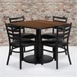 Flash Furniture 36Sq Laminate Table Set In Walnut Top Black Vinyl Seat