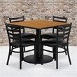 Flash Furniture 36Sq Laminate Table Set In Natural Top Black Vinyl Seat