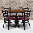 Flash Furniture 36Rd Laminate Table Set In Walnut Top Burgundy Vinyl Seat