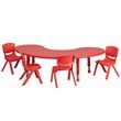 Flash Furniture 5 Piece Half Moon Activity Table Set in Red