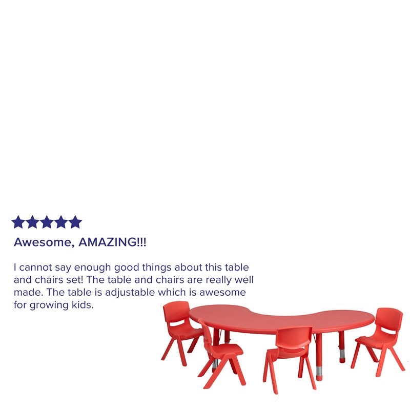 Flash Furniture 5 Piece Half Moon Activity Table Set in Red