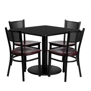 Flash Furniture Clark 36&quot SQ Laminate Table with 4 Metal Chairs