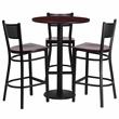 Flash Furniture  Clark 30'' Round Mahogany Laminate Table Set with 3 Grid Back Metal Barstools