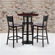 Flash Furniture  Clark 30'' Round Mahogany Laminate Table Set with 3 Grid Back Metal Barstools