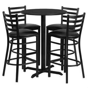 Flash Furniture Carlton 30&quot Round Black Laminate Table & 4 Barstools