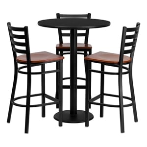 Flash Furniture Clark 30&quot RD Laminate Table w/ 3 Metal Barstools