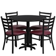 Flash Furniture 36Rd Laminate Table Set In Black Top Burgundy Vinyl Seat