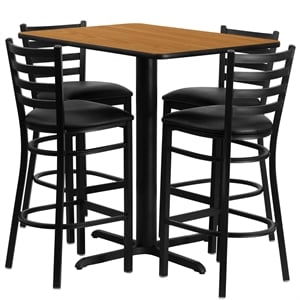 Flash Furniture Carlton 24&quotW x 42&quotL Natural Laminate Table w/ 4 Barstools
