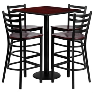 Flash Furniture Clark Square Table Set w/ 4 Ladder Back Metal Barstools