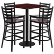 Flash Furniture Clark Square Table Set w/ 4 Ladder Back Metal Barstools