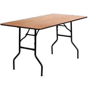 Flash Furniture 60&quot x 30&quot Wood Top Folding Banquet Table in Natural