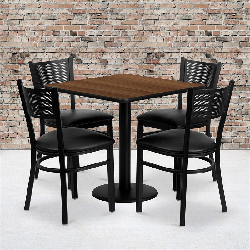 Flash Furniture 30Sq Laminate Table Set In Walnut