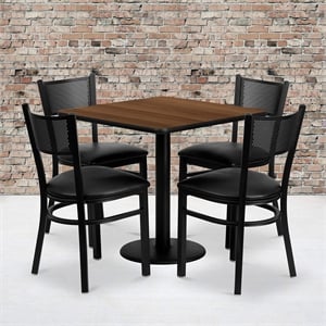 Flash Furniture 30Sq Laminate Table Set In Walnut