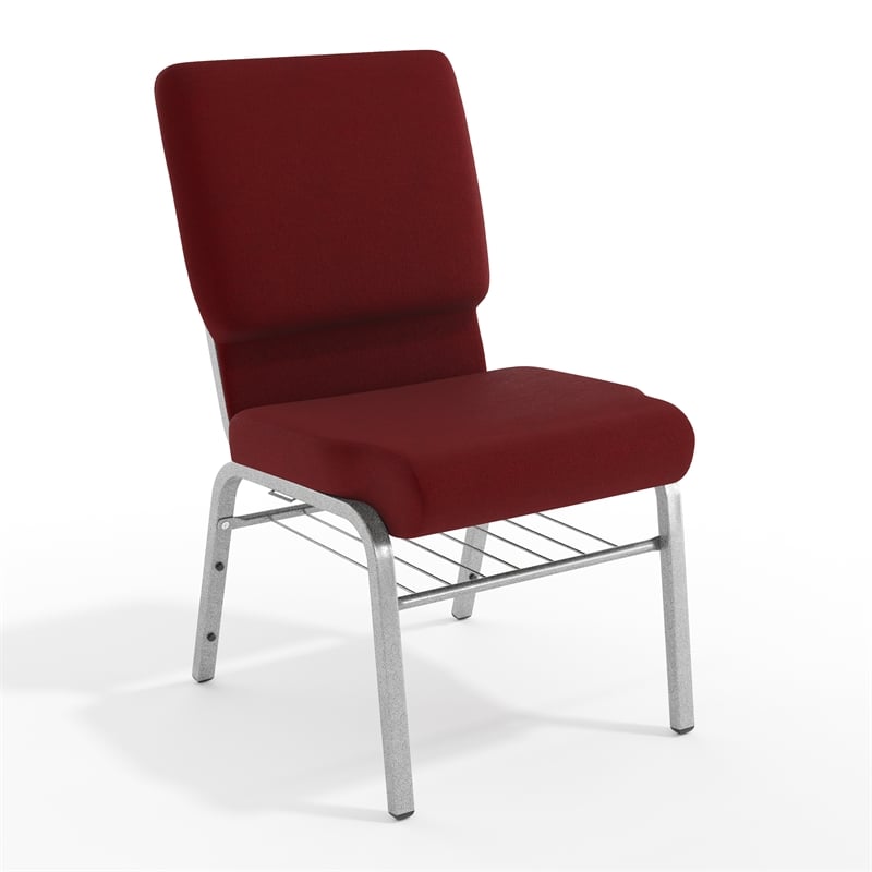 Flash Furniture Hercules Church Guest Chair with Rack in Burgundy