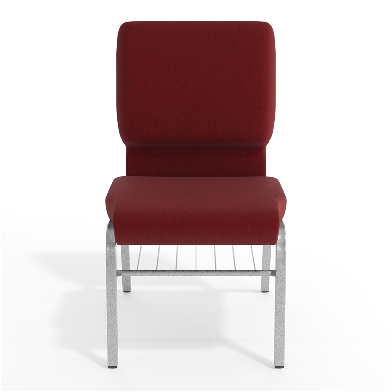Flash Furniture Hercules Church Guest Chair with Rack in Burgundy